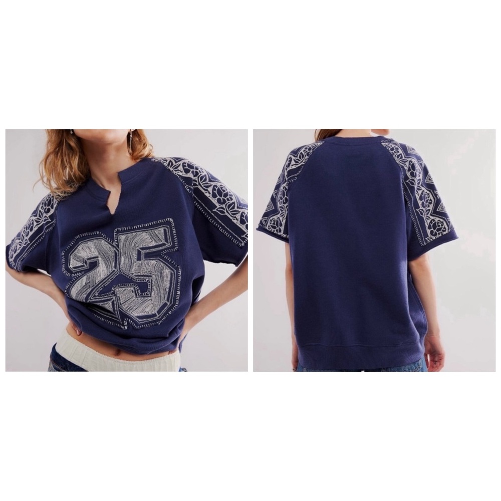 Free People Rose Embroidered Sweatshirt 25